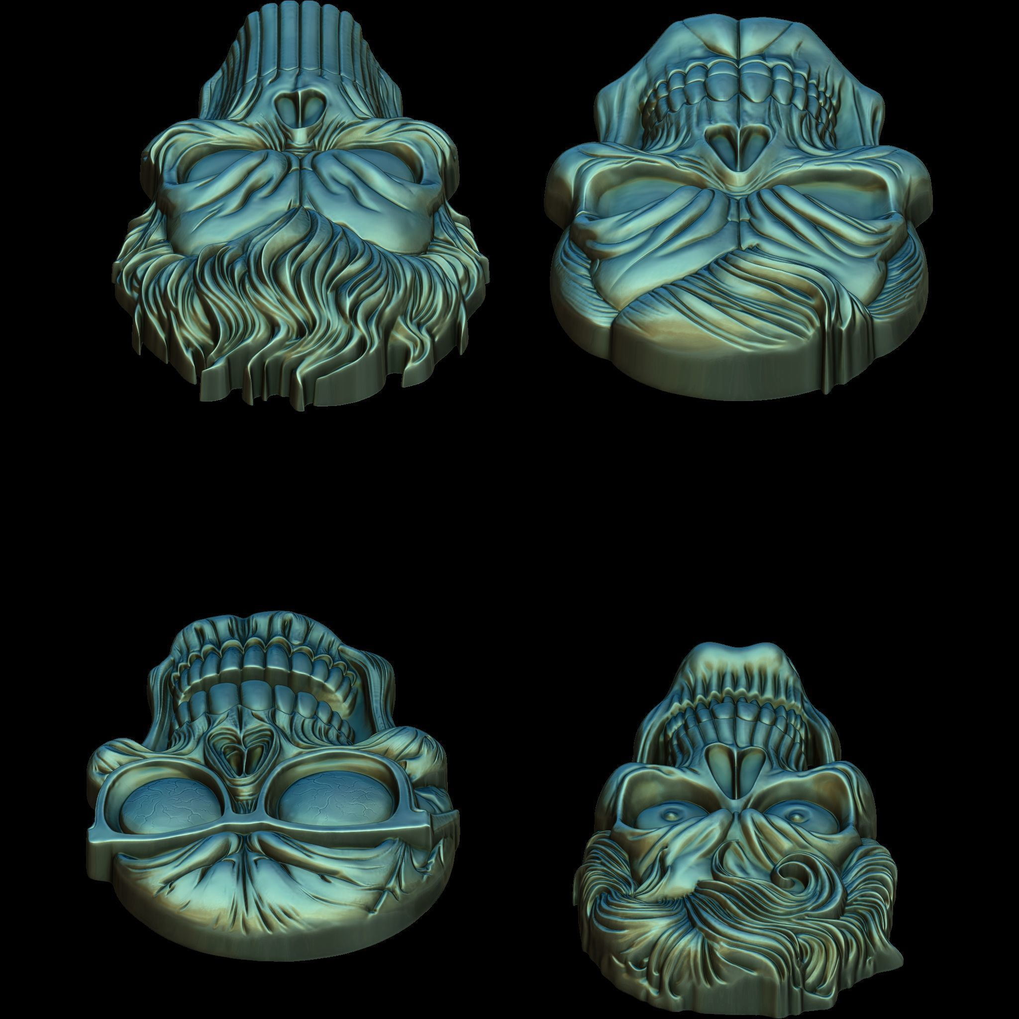 A Collection of 4 Comic Skull Head No4 STL file for 3d Print CNC 3D print model_9