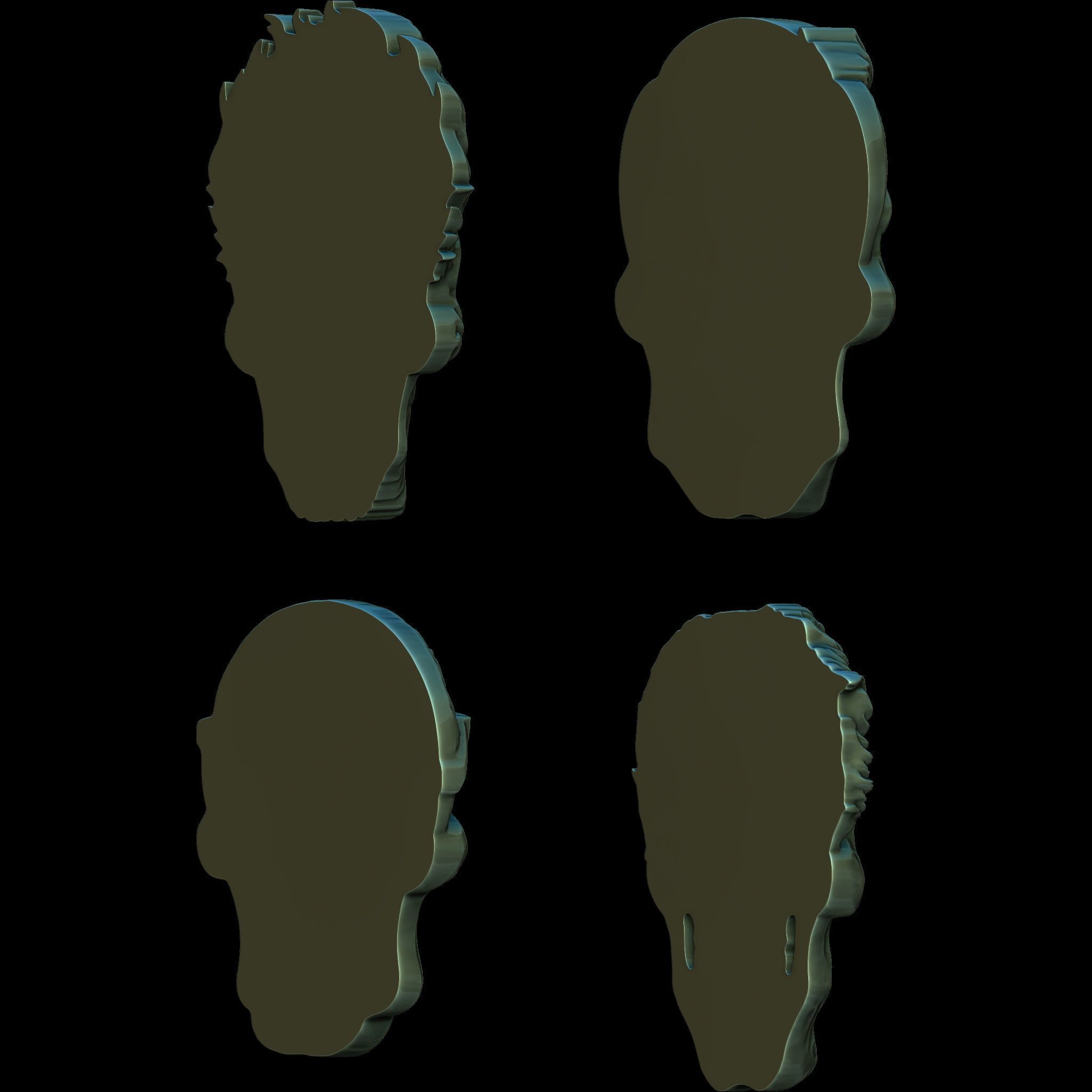 A Collection of 4 Comic Skull Head No4 STL file for 3d Print CNC 3D print model_7