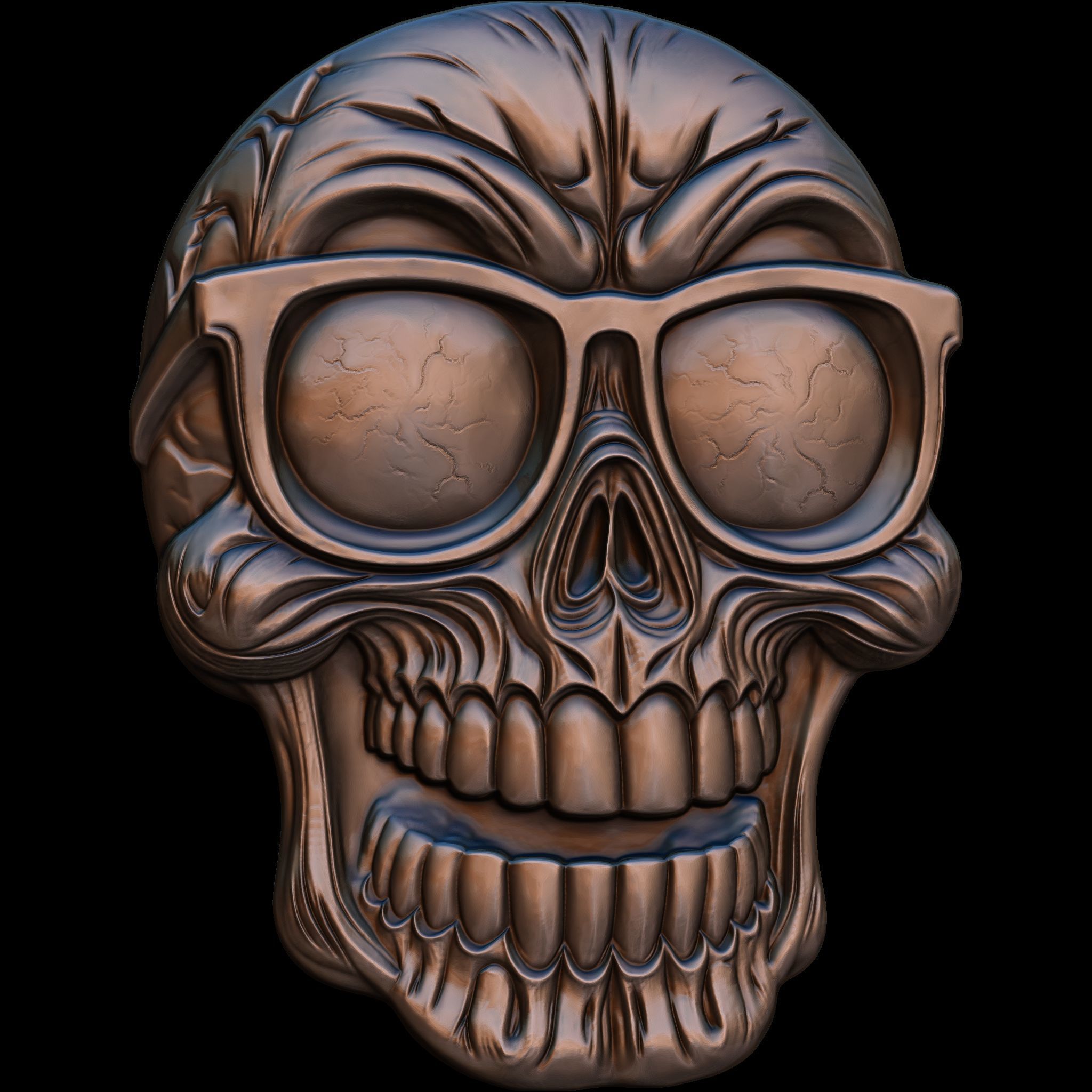 A Collection of 4 Comic Skull Head No4 STL file for 3d Print CNC 3D print model_4