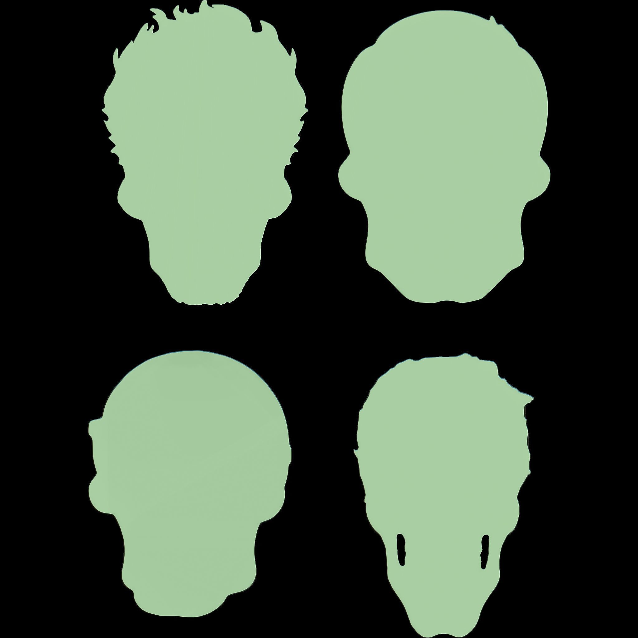 A Collection of 4 Comic Skull Head No4 STL file for 3d Print CNC 3D print model_8