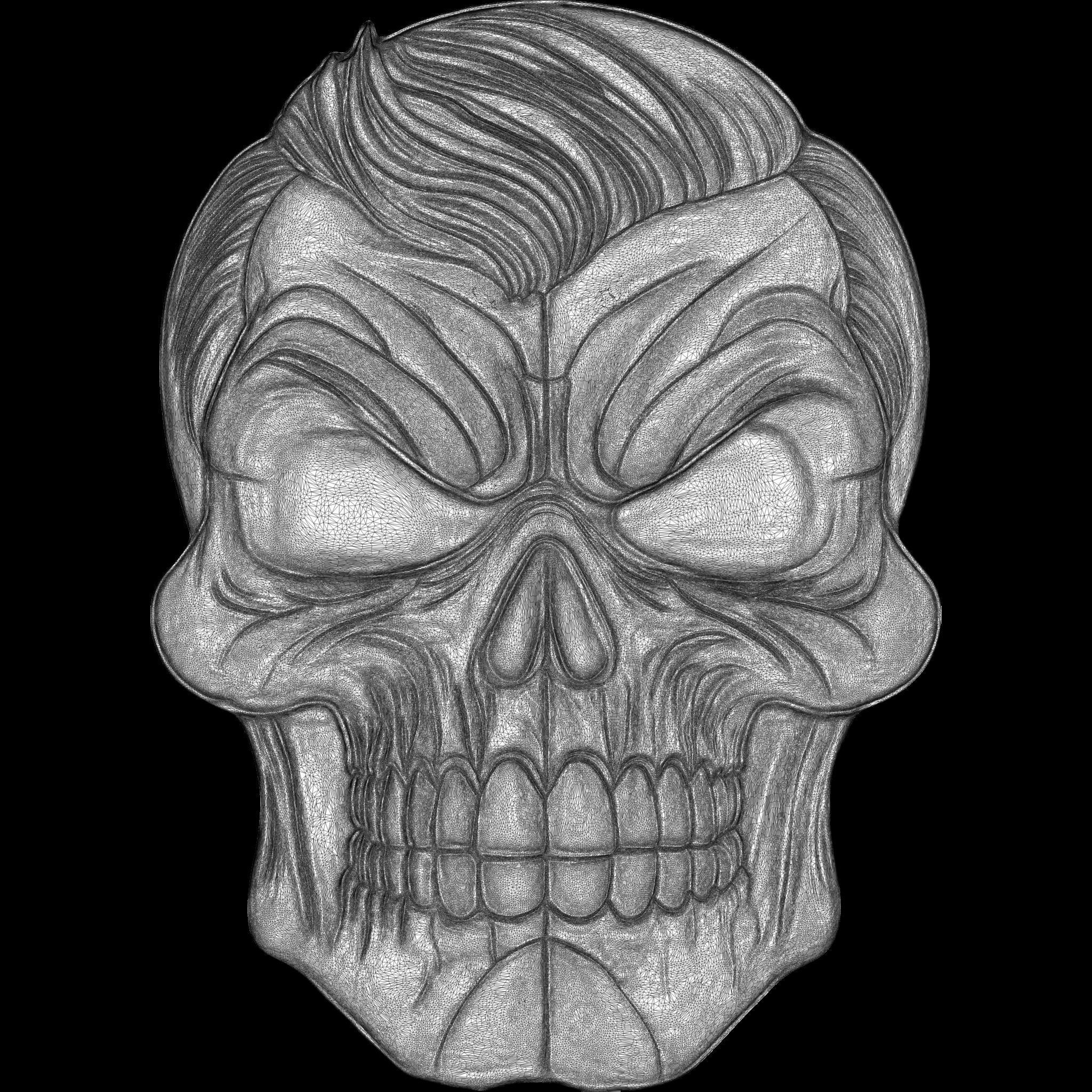 A Collection of 4 Comic Skull Head No4 STL file for 3d Print CNC 3D print model_15