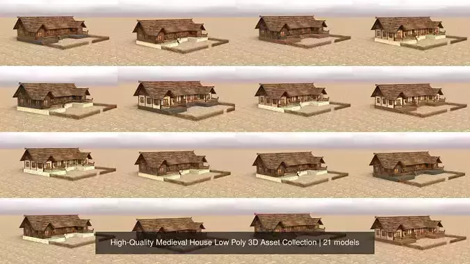 High-Quality Medieval House Low Poly 3D Asset Collection 