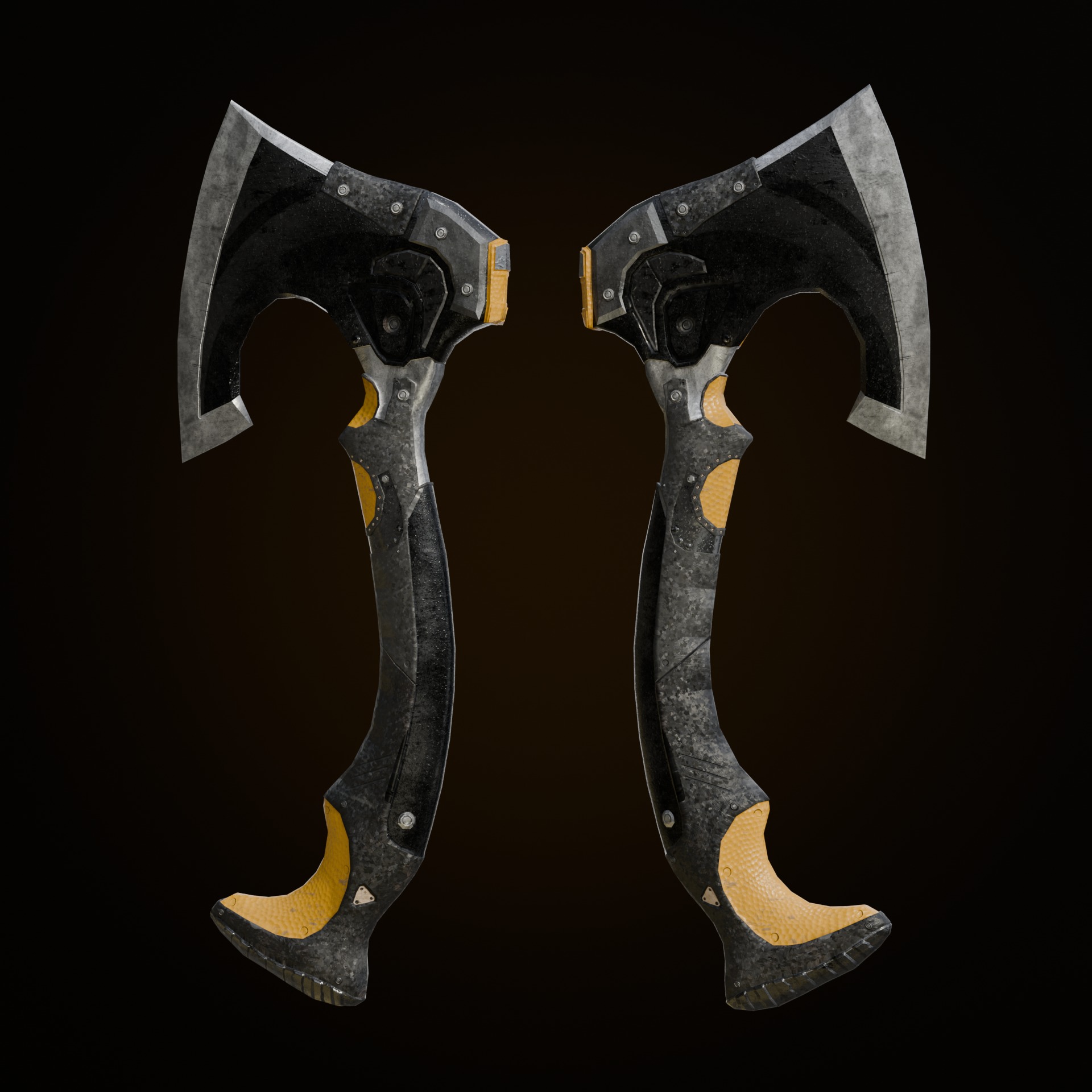Metal Axe Low-poly 3D model_2