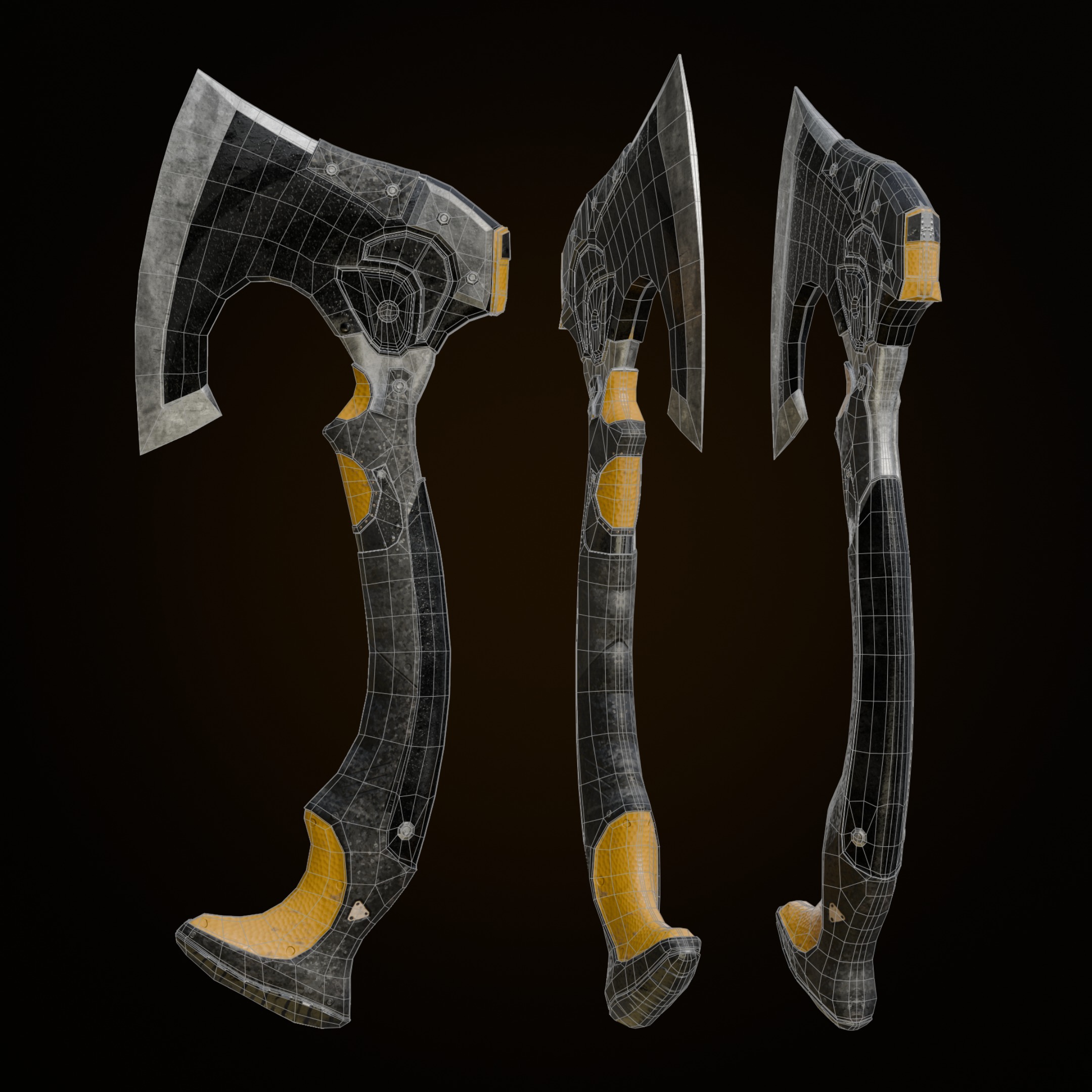 Metal Axe Low-poly 3D model_3