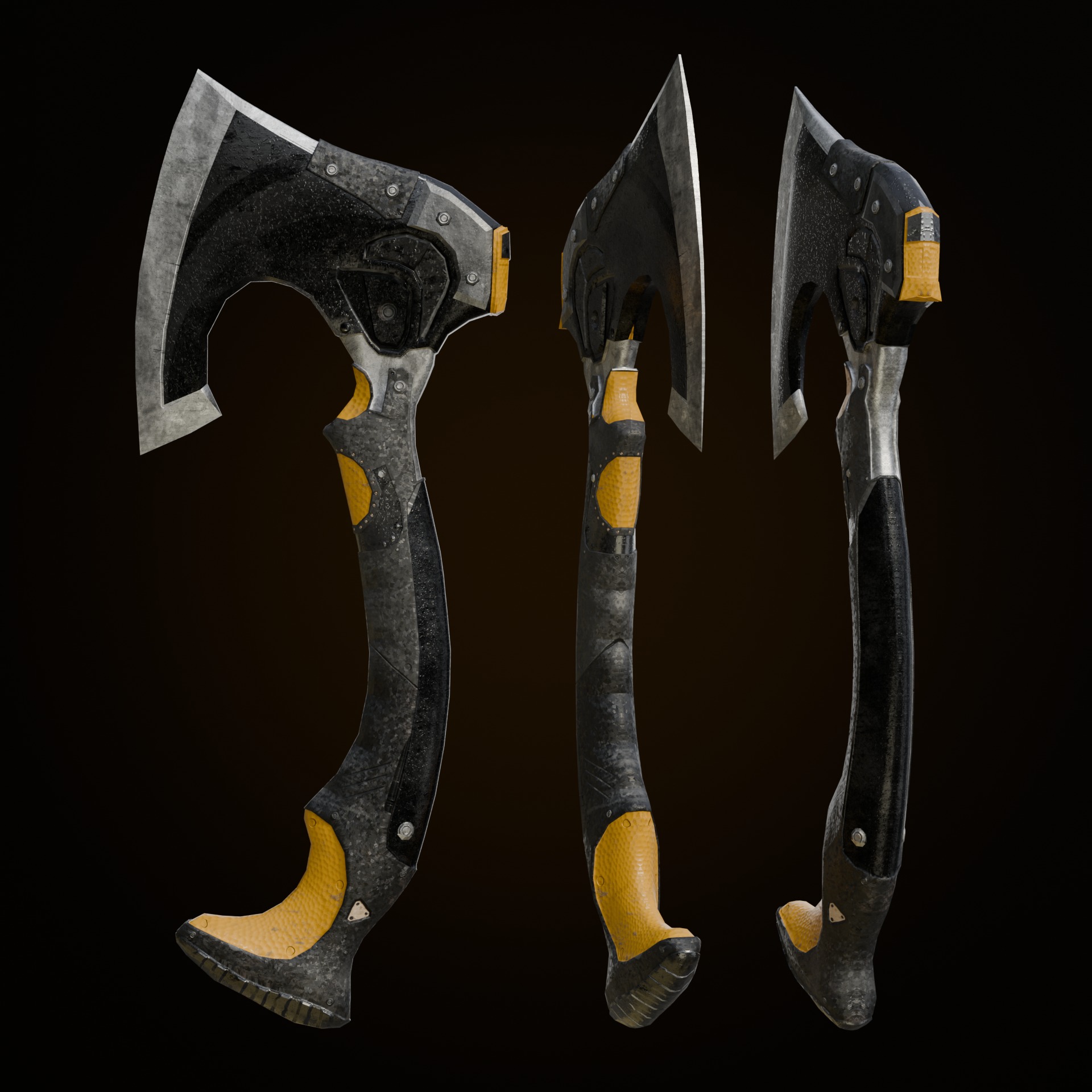 Metal Axe Low-poly 3D model_1