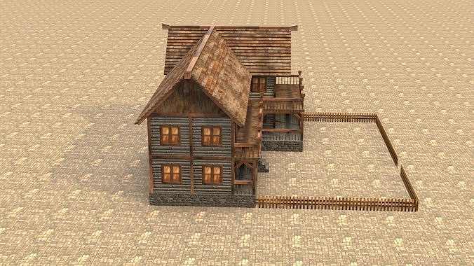 Stylized Medieval Town House Low Poly 3D Model Low-poly 3D model 7
