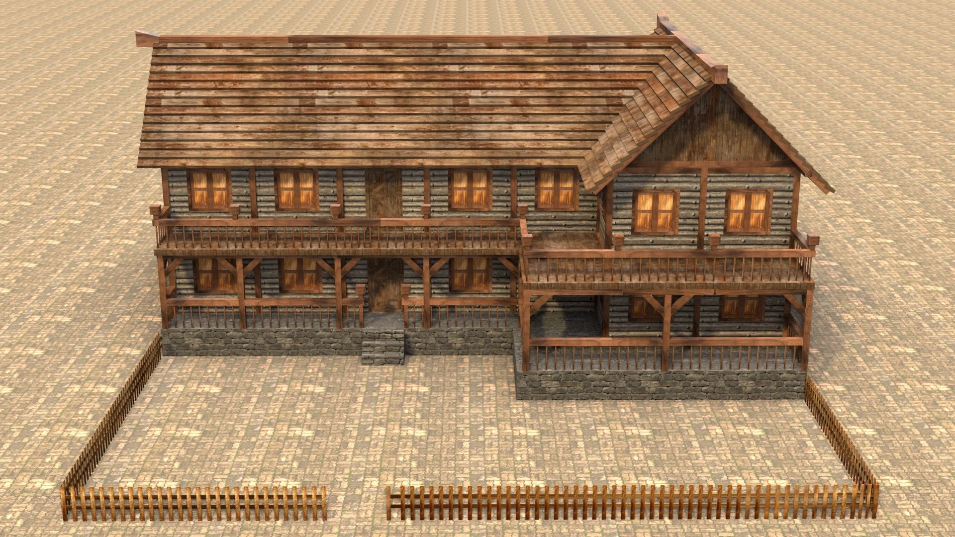 Stylized Medieval Town House Low Poly 3D Model Low-poly 3D model_1