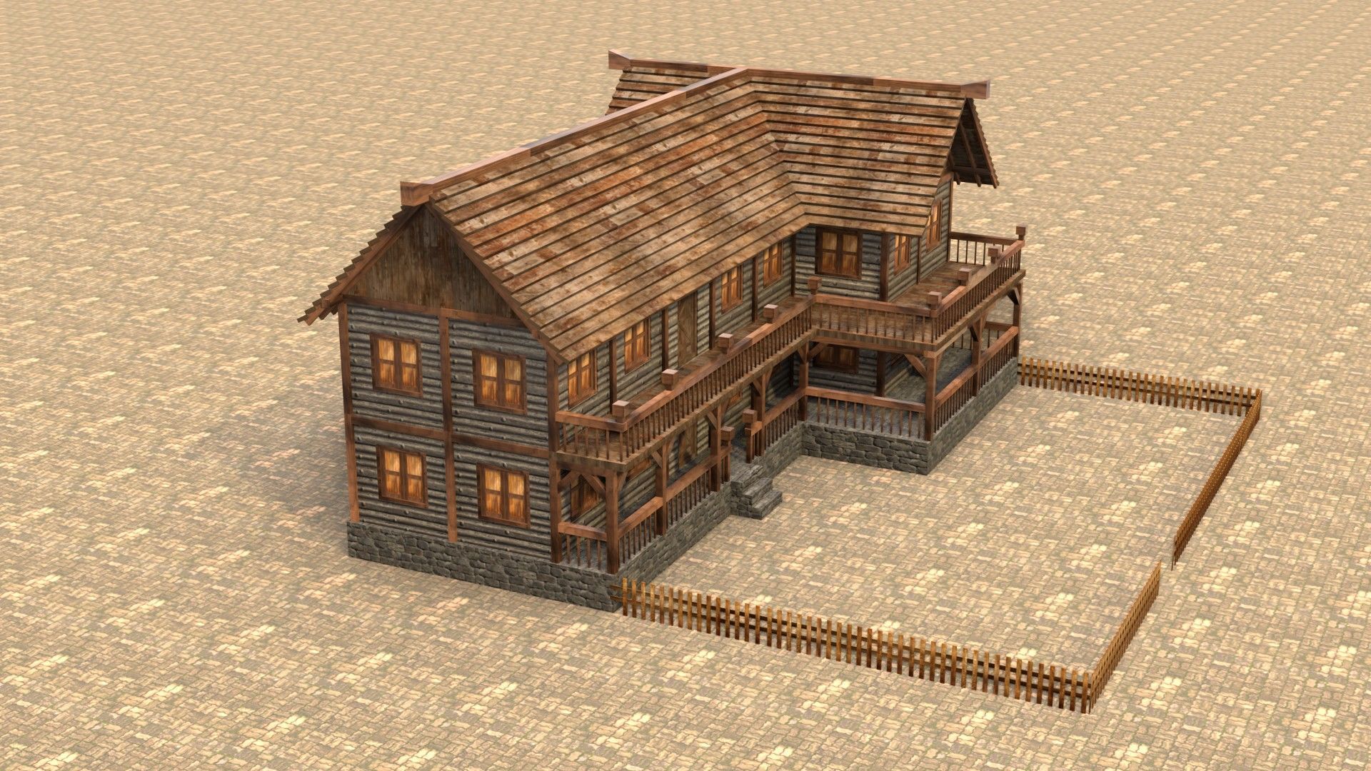 Stylized Medieval Town House Low Poly 3D Model Low-poly 3D model_5