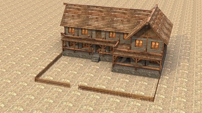 Stylized Medieval Town House Low Poly 3D Model Low-poly 3D model 4