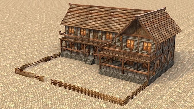 Stylized Medieval Town House Low Poly 3D Model Low-poly 3D model 3