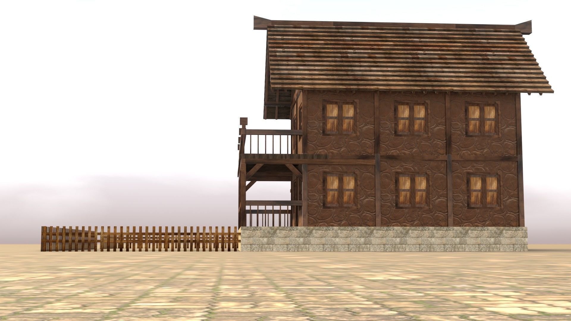 Old timber-frame house 3D model Low-poly 3D model_12