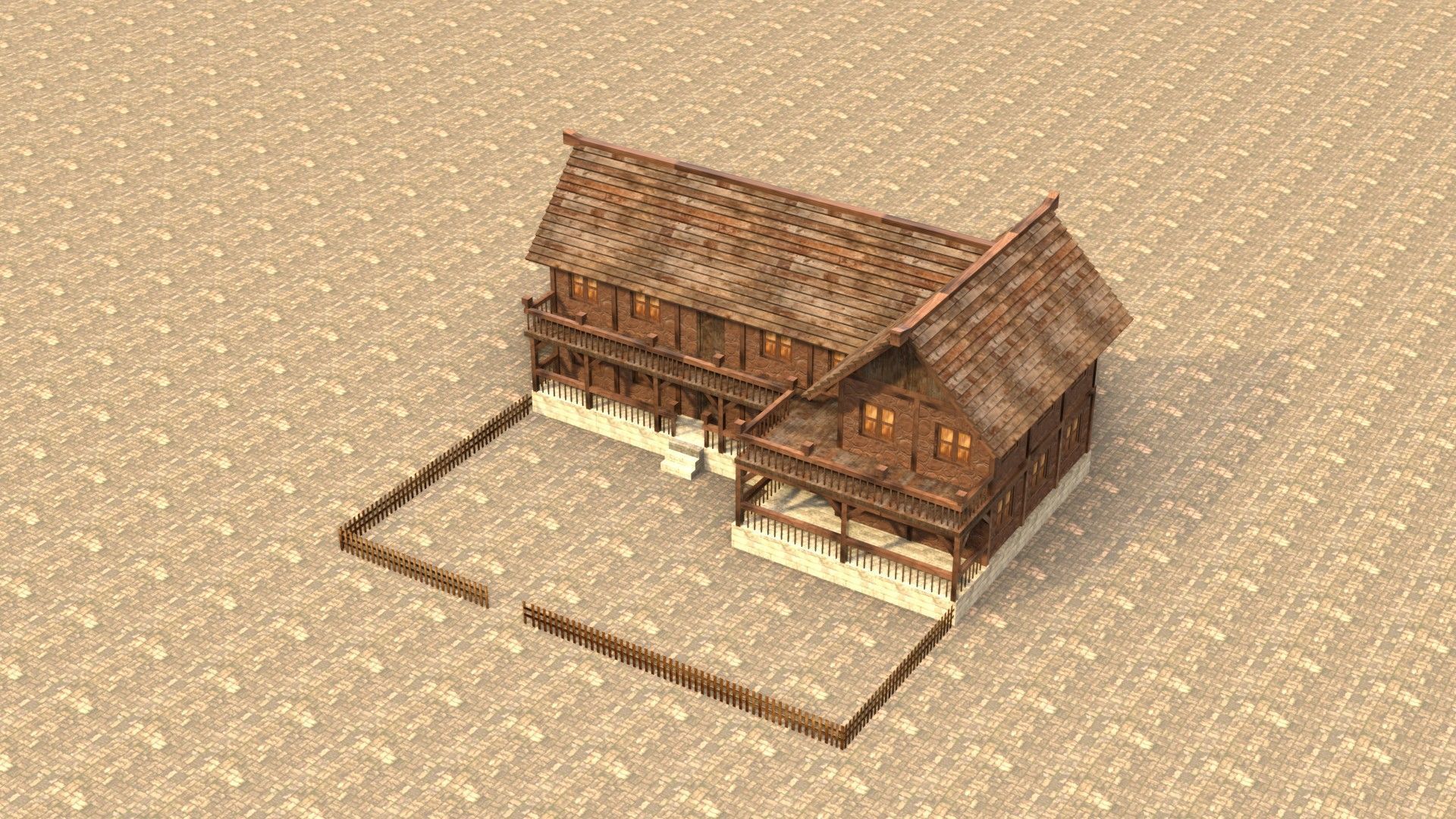 Old timber-frame house 3D model Low-poly 3D model_13