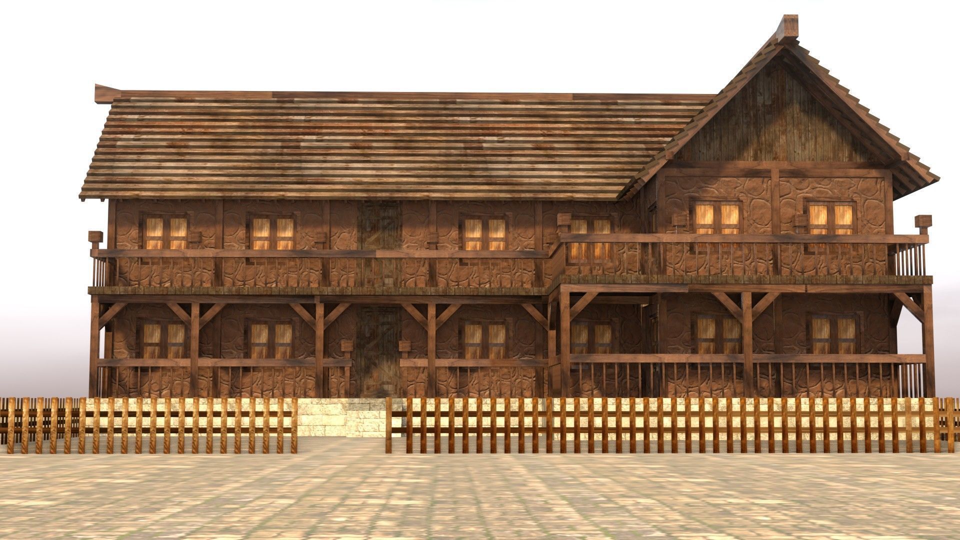 Old timber-frame house 3D model Low-poly 3D model_10