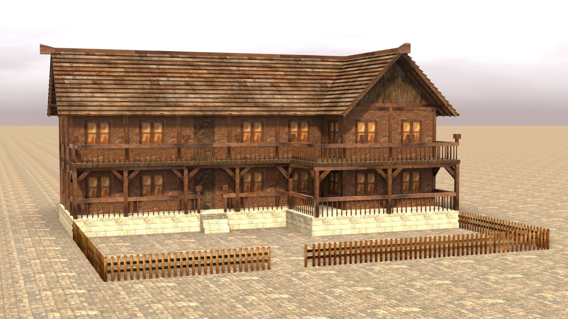 Old timber-frame house 3D model Low-poly 3D model_16
