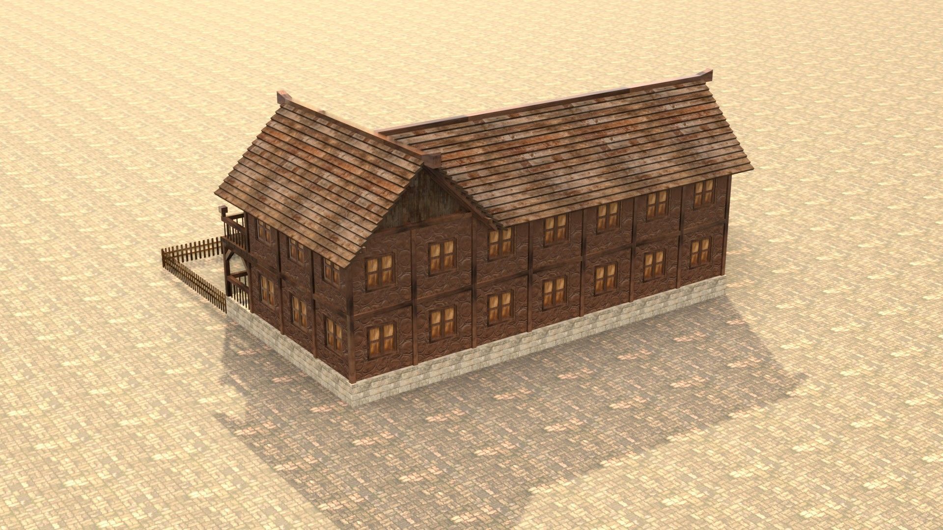 Old timber-frame house 3D model Low-poly 3D model_8