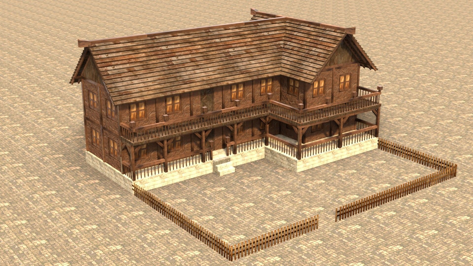 Old timber-frame house 3D model Low-poly 3D model_4
