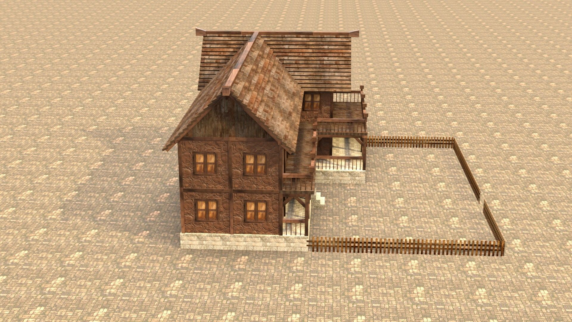 Old timber-frame house 3D model Low-poly 3D model_6