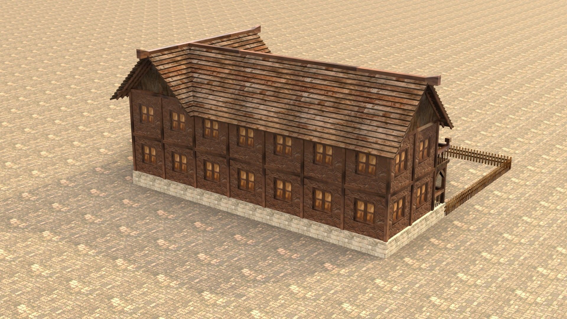 Old timber-frame house 3D model Low-poly 3D model_7