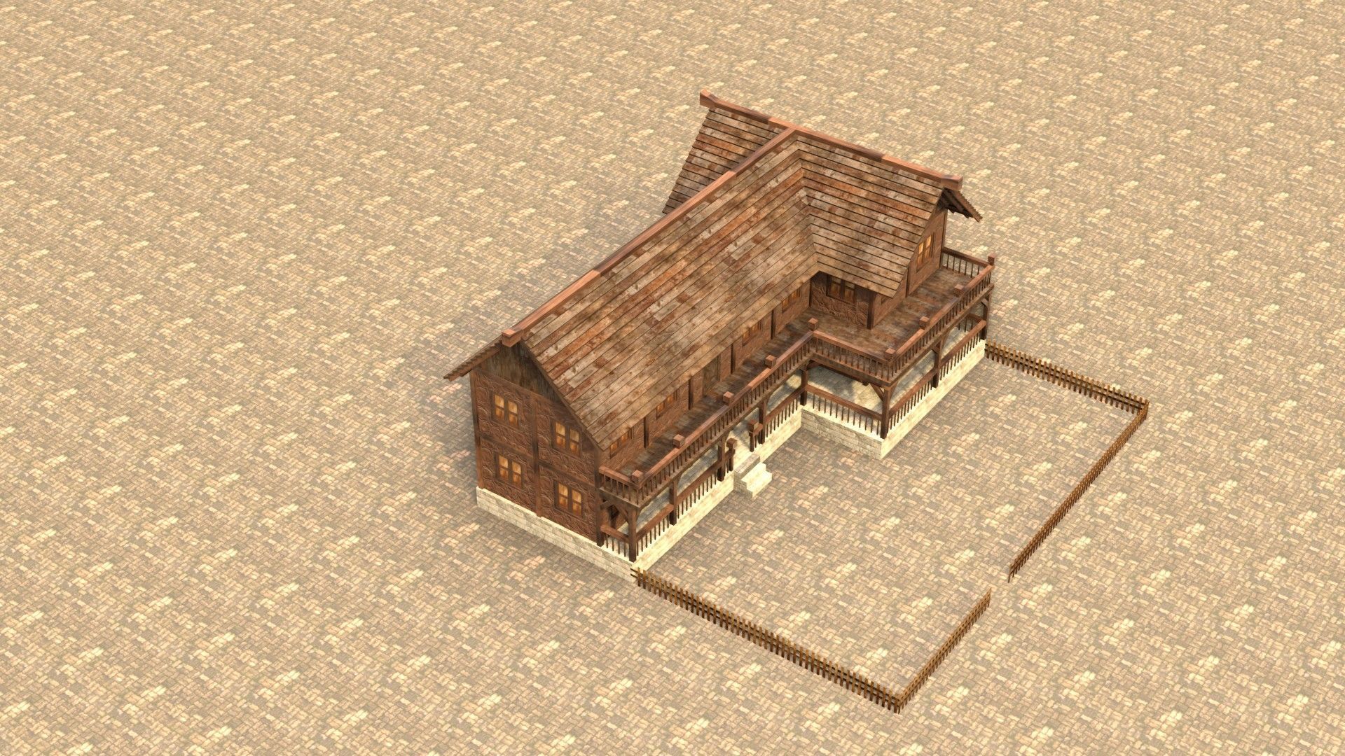 Old timber-frame house 3D model Low-poly 3D model_18
