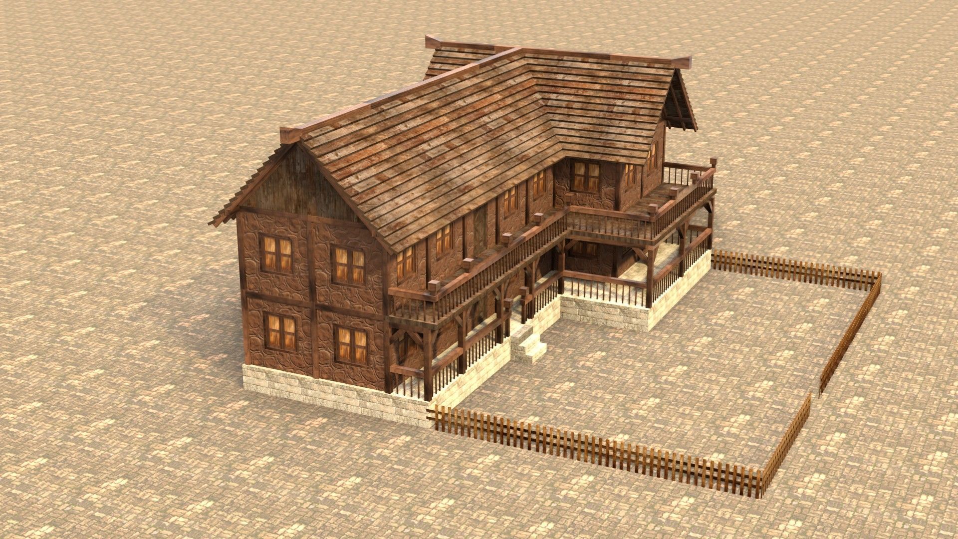 Old timber-frame house 3D model Low-poly 3D model_5