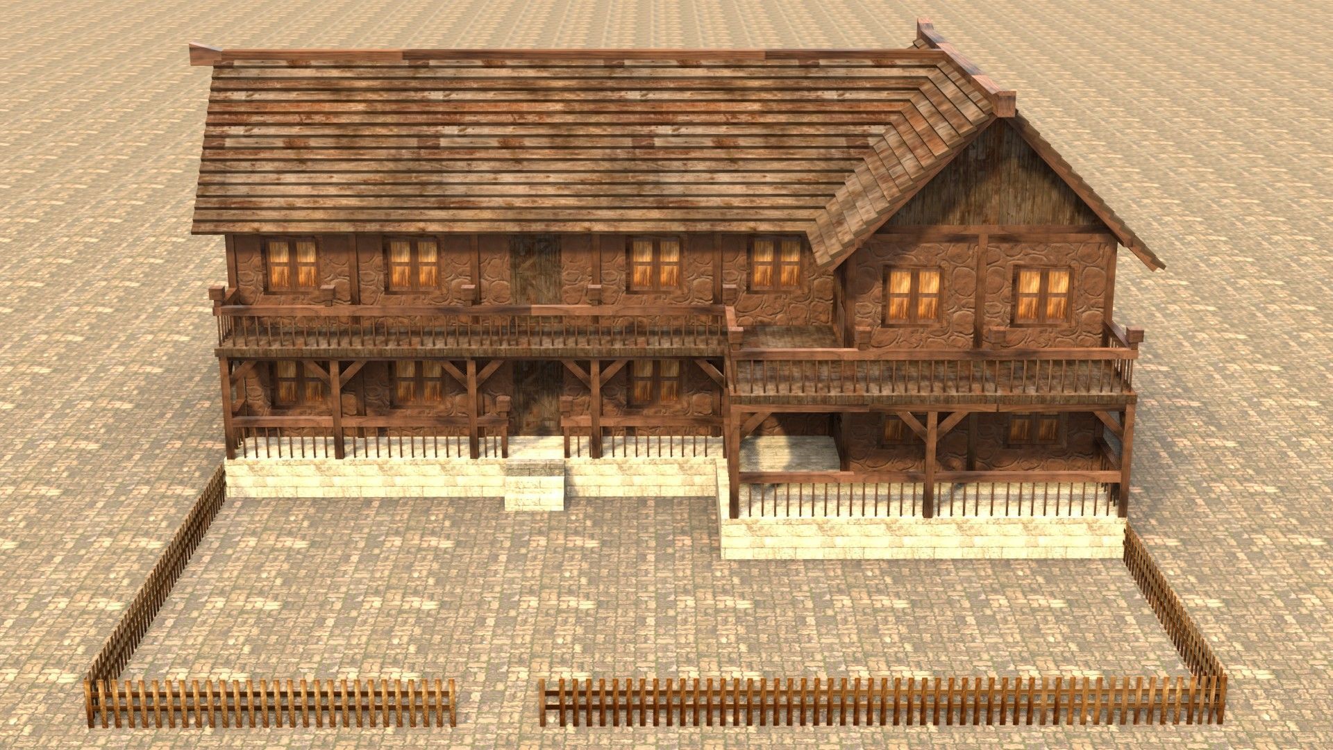 Old timber-frame house 3D model Low-poly 3D model_1