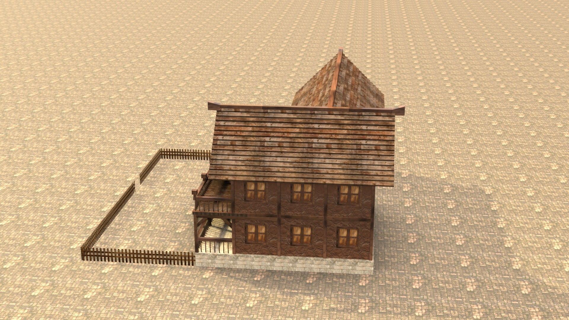 Old timber-frame house 3D model Low-poly 3D model_9