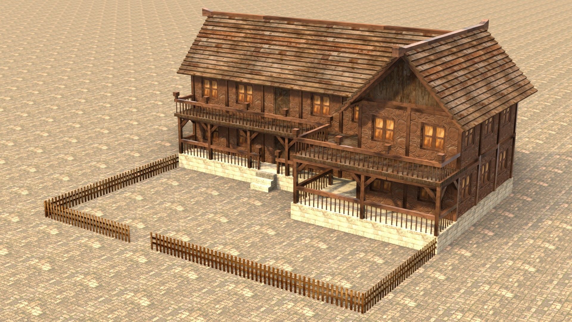 Old timber-frame house 3D model Low-poly 3D model_2
