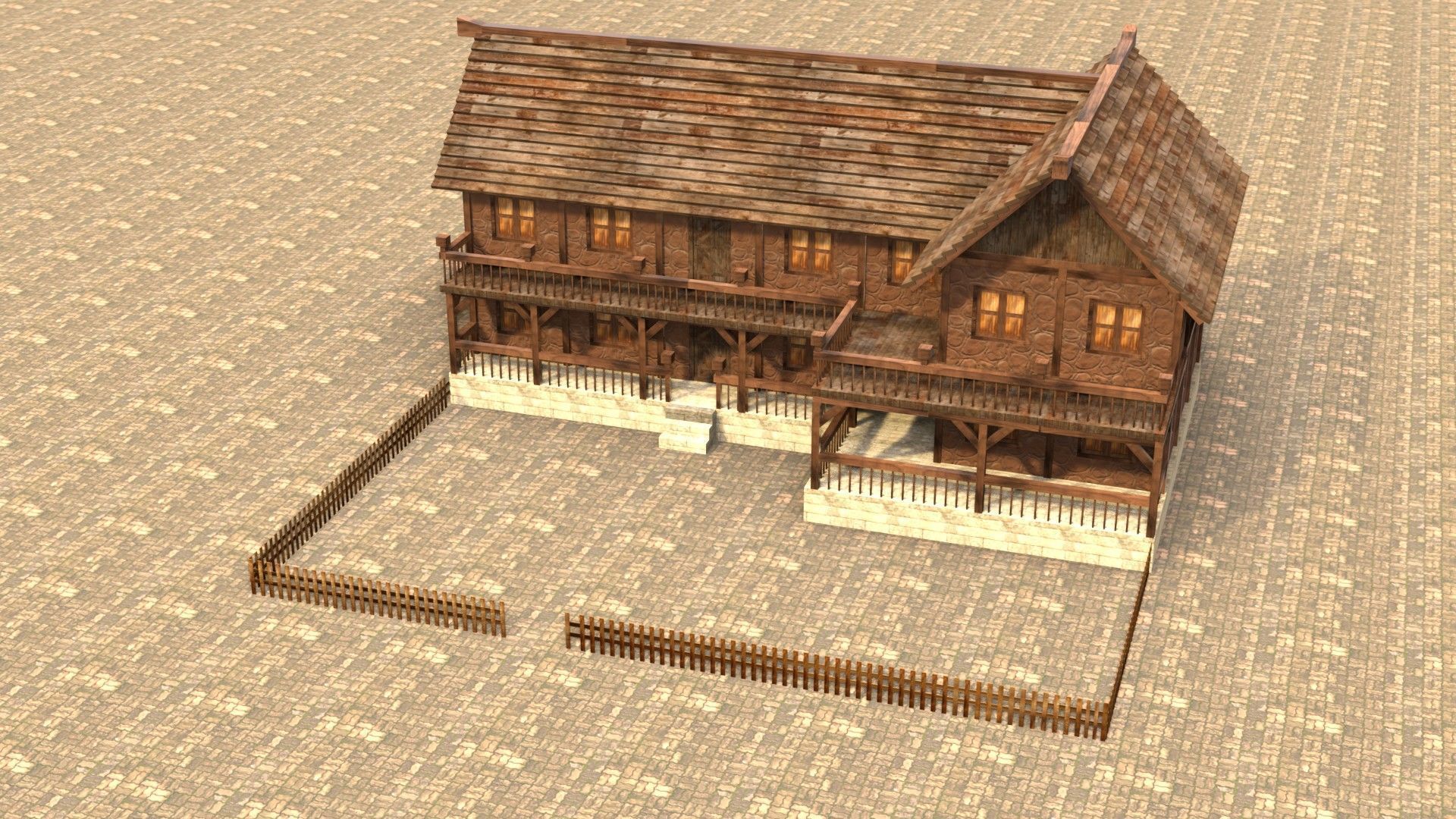 Old timber-frame house 3D model Low-poly 3D model_3