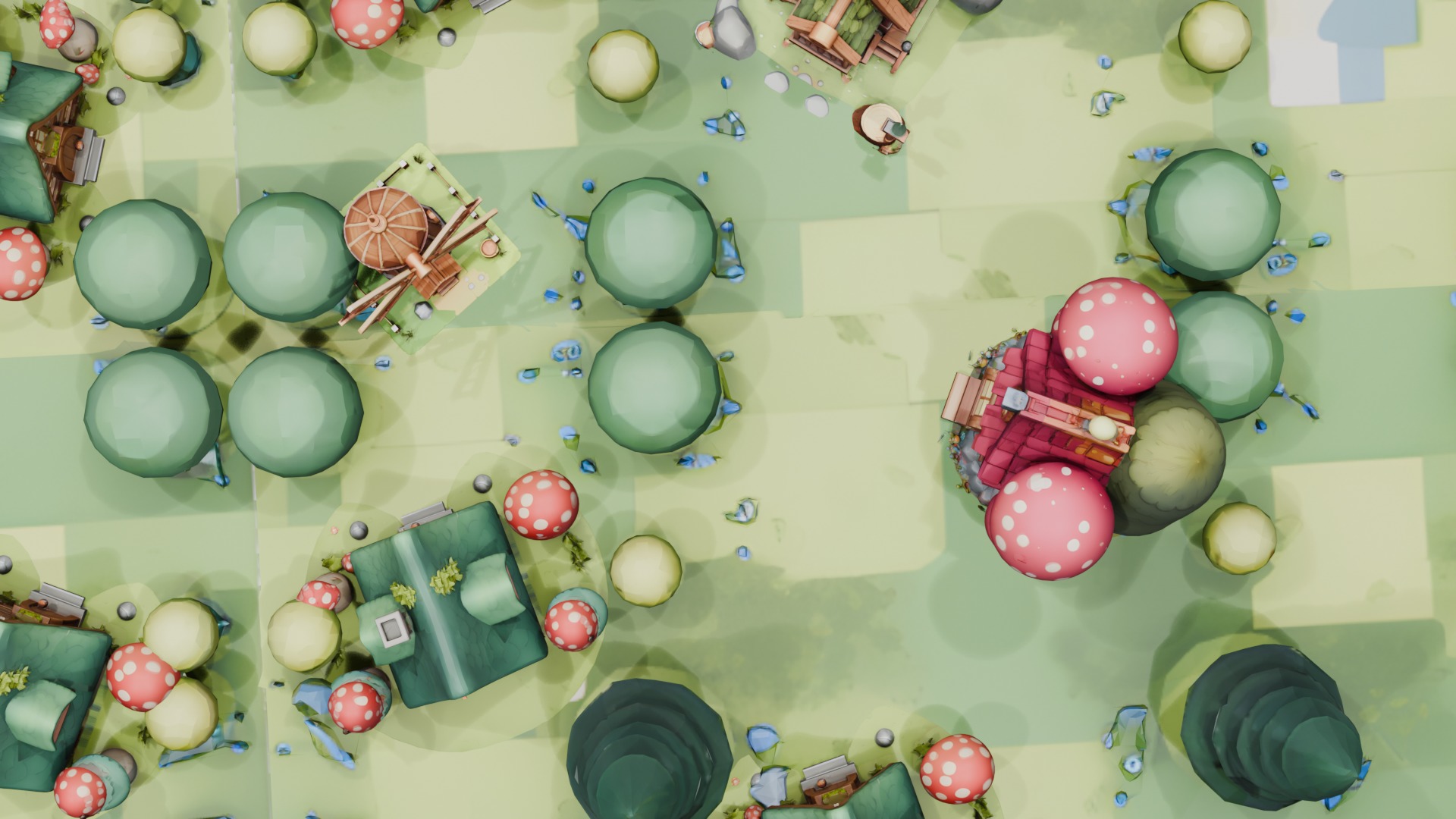 Blender Lowpoly Game Ready Cartoon Fantasy Forest Village Low-poly 3D model_6