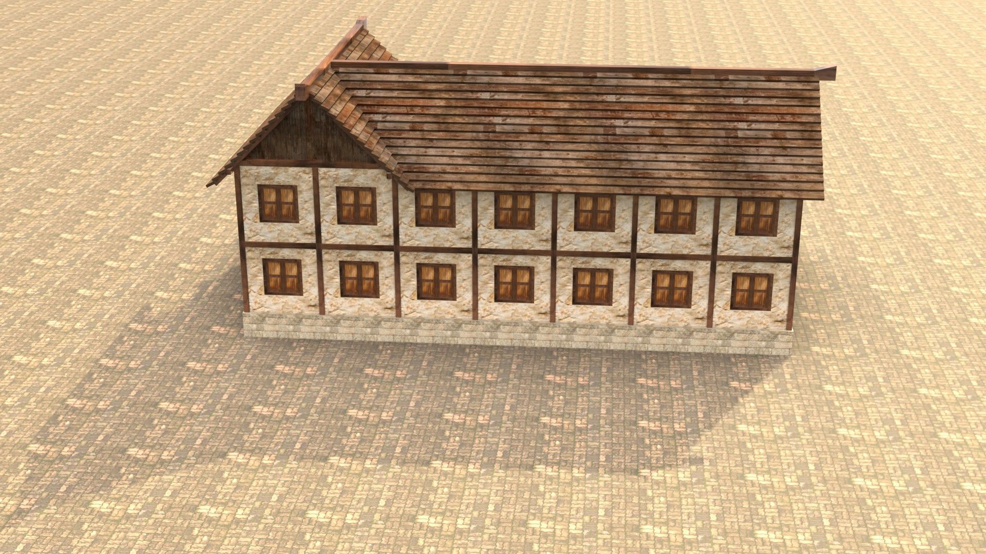 Modular medieval house low poly Low-poly 3D model_15