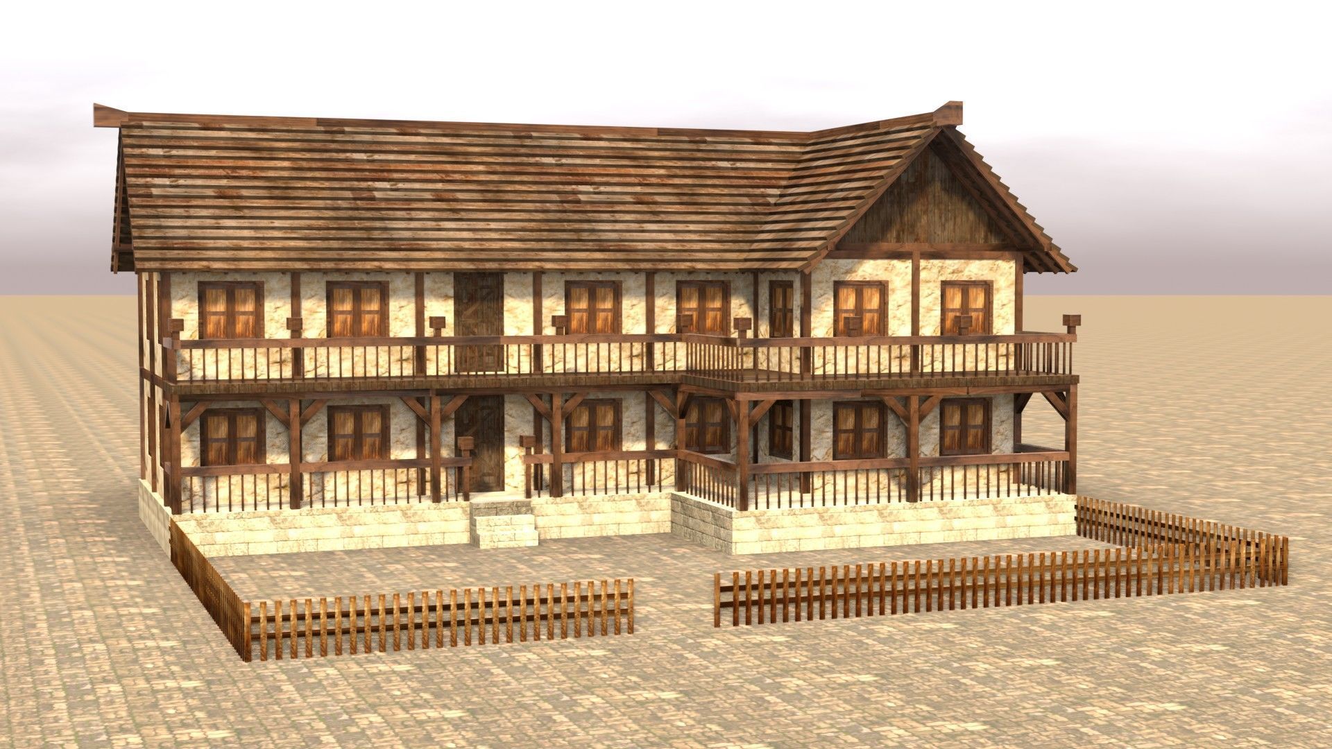 Modular medieval house low poly Low-poly 3D model_16