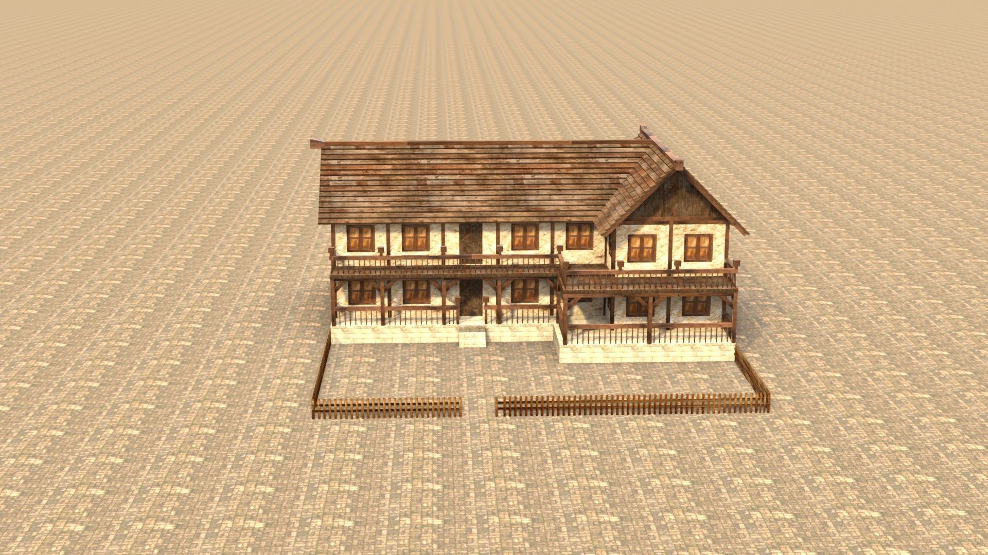 Modular medieval house low poly Low-poly 3D model_17