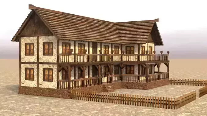 Medieval blacksmith house model Low-poly 3D model