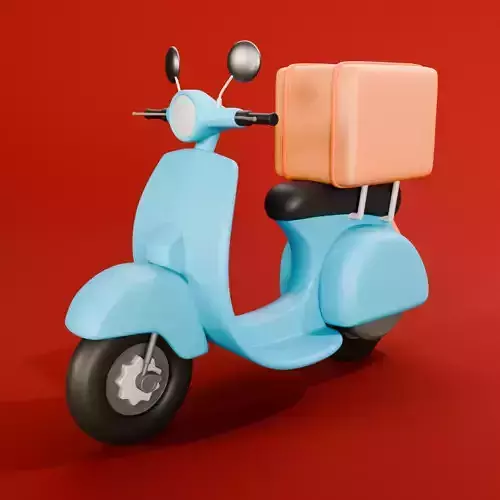 Delivery Bike Illustration 3D AR VR Lowpoly game ready model