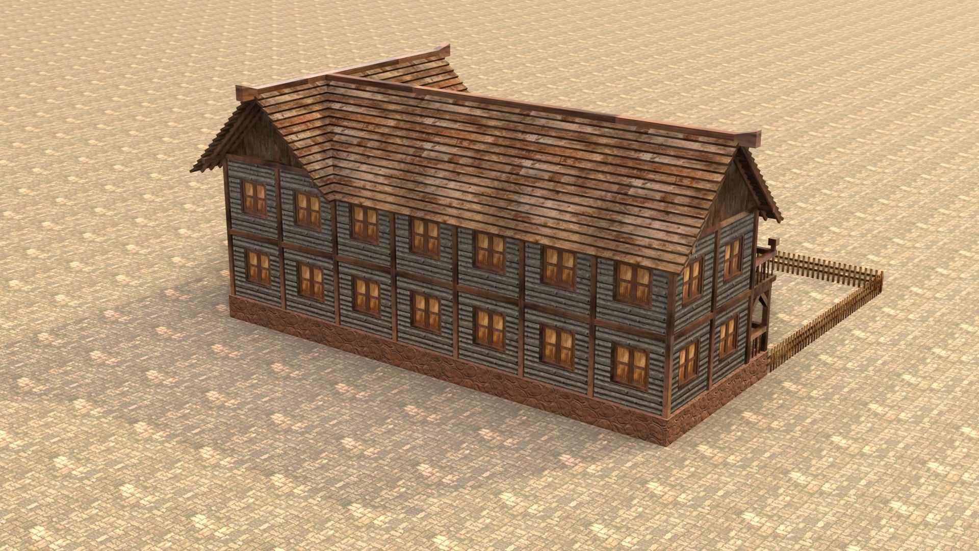 Low Poly Wooden Medieval Home 3D Model Low-poly 3D model_7