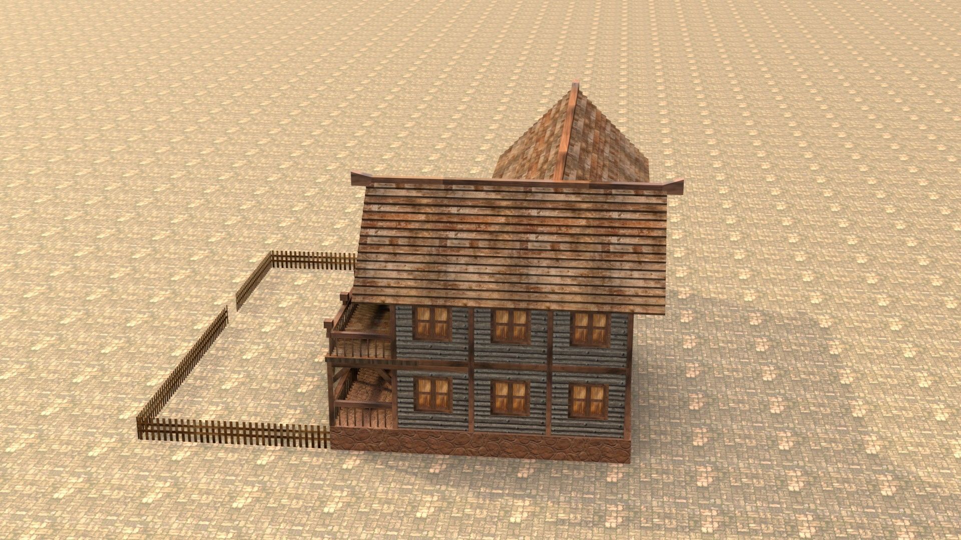 Low Poly Wooden Medieval Home 3D Model Low-poly 3D model_9
