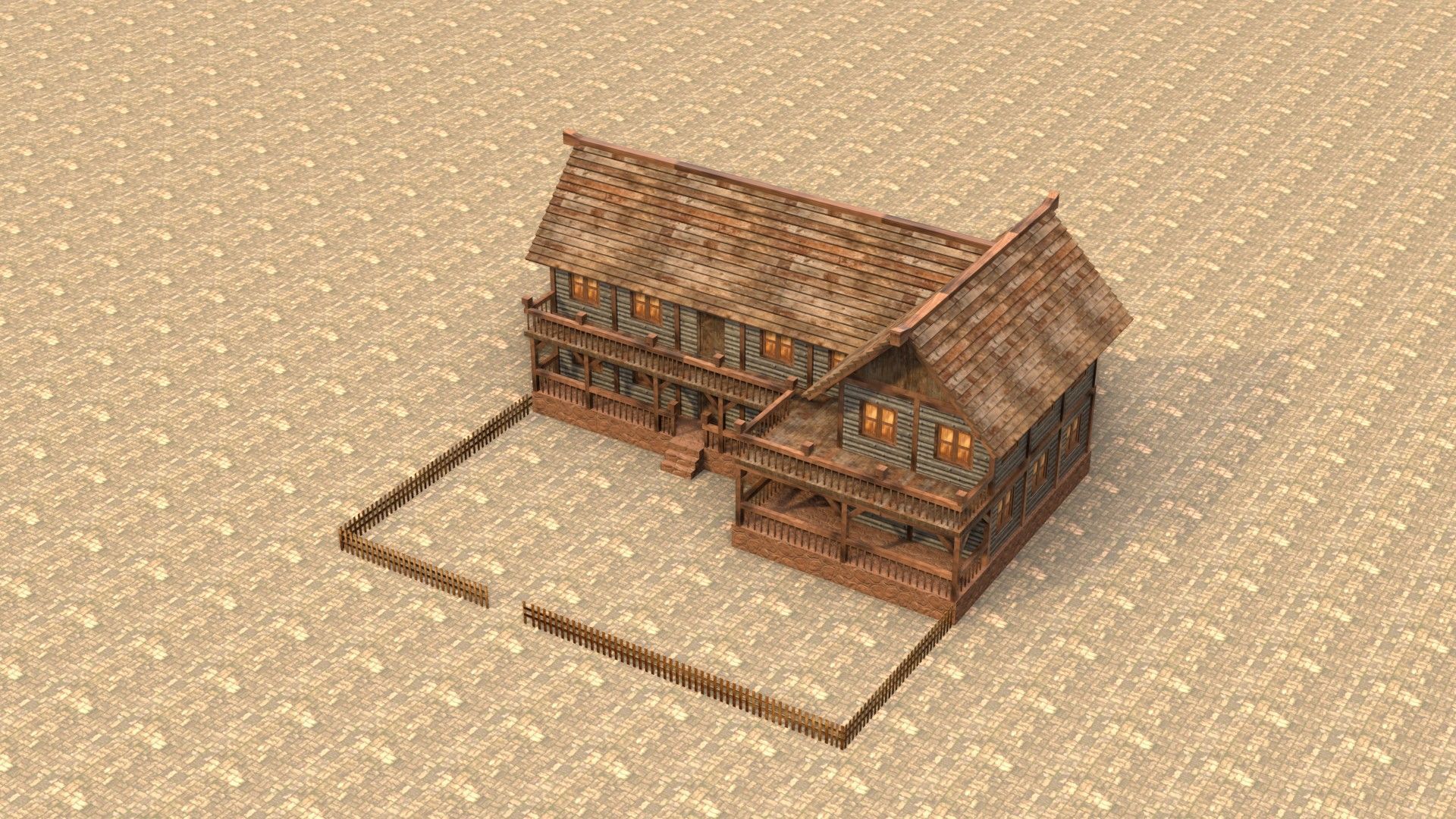 Low Poly Wooden Medieval Home 3D Model Low-poly 3D model_13