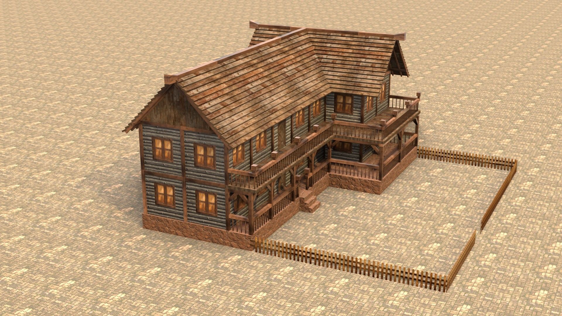 Low Poly Wooden Medieval Home 3D Model Low-poly 3D model_5