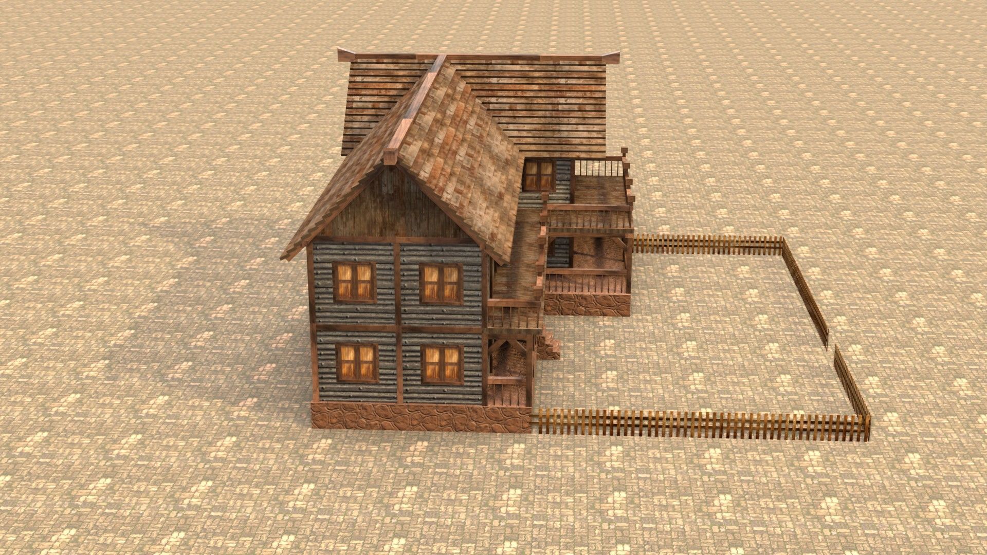 Low Poly Wooden Medieval Home 3D Model Low-poly 3D model_6