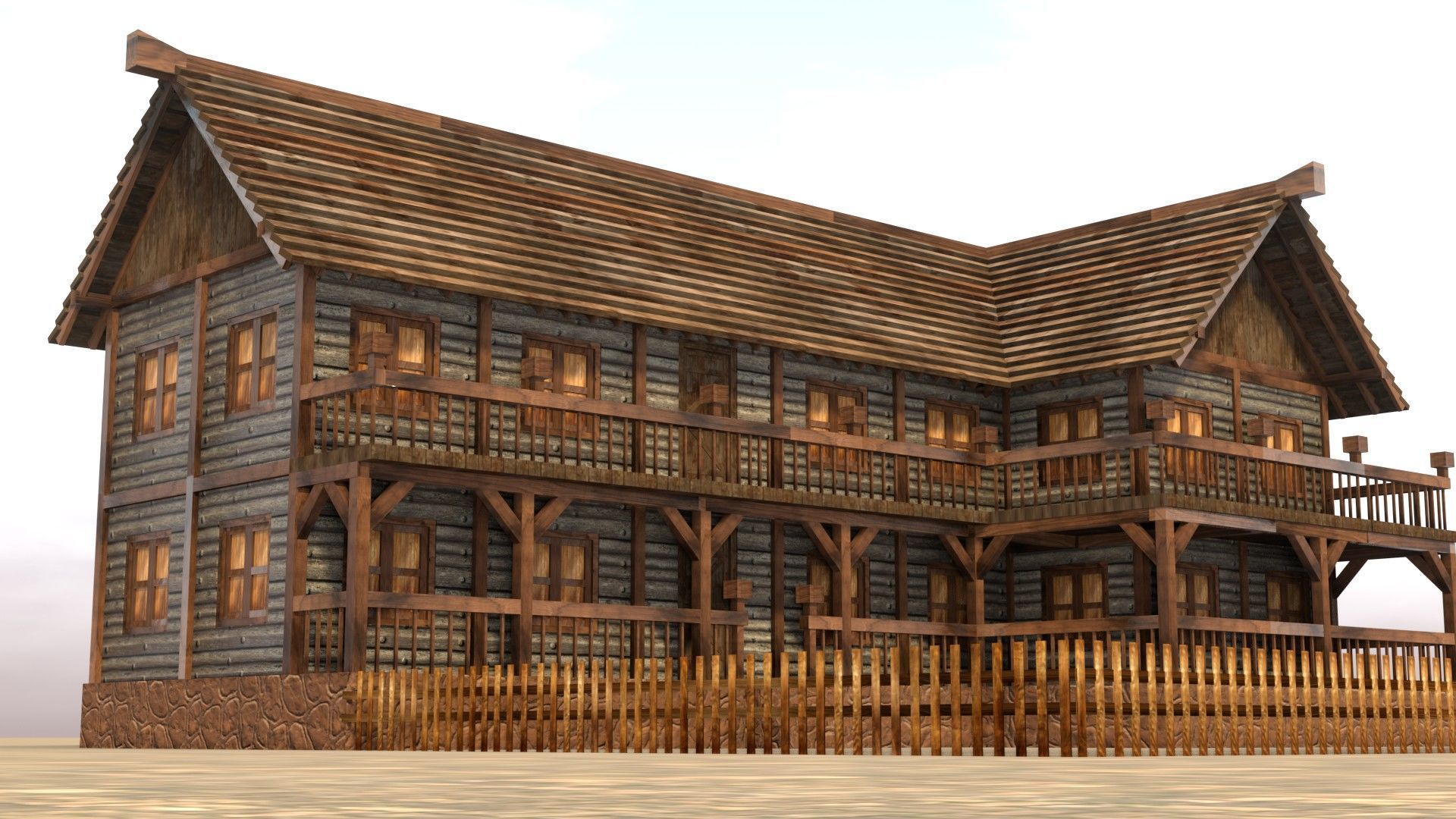 Low Poly Wooden Medieval Home 3D Model Low-poly 3D model_11