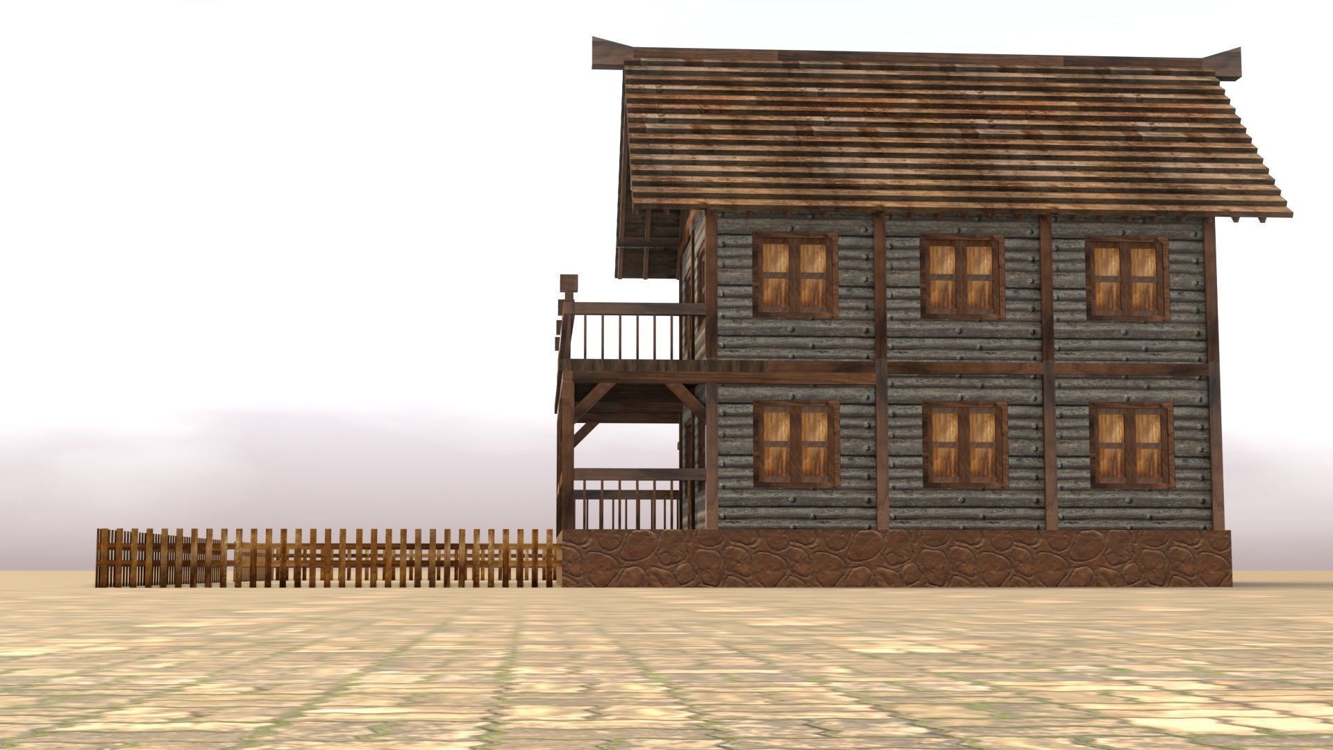 Low Poly Wooden Medieval Home 3D Model Low-poly 3D model_12