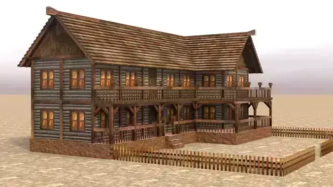 Low Poly Wooden Medieval Home 3D Model Low-poly 3D model