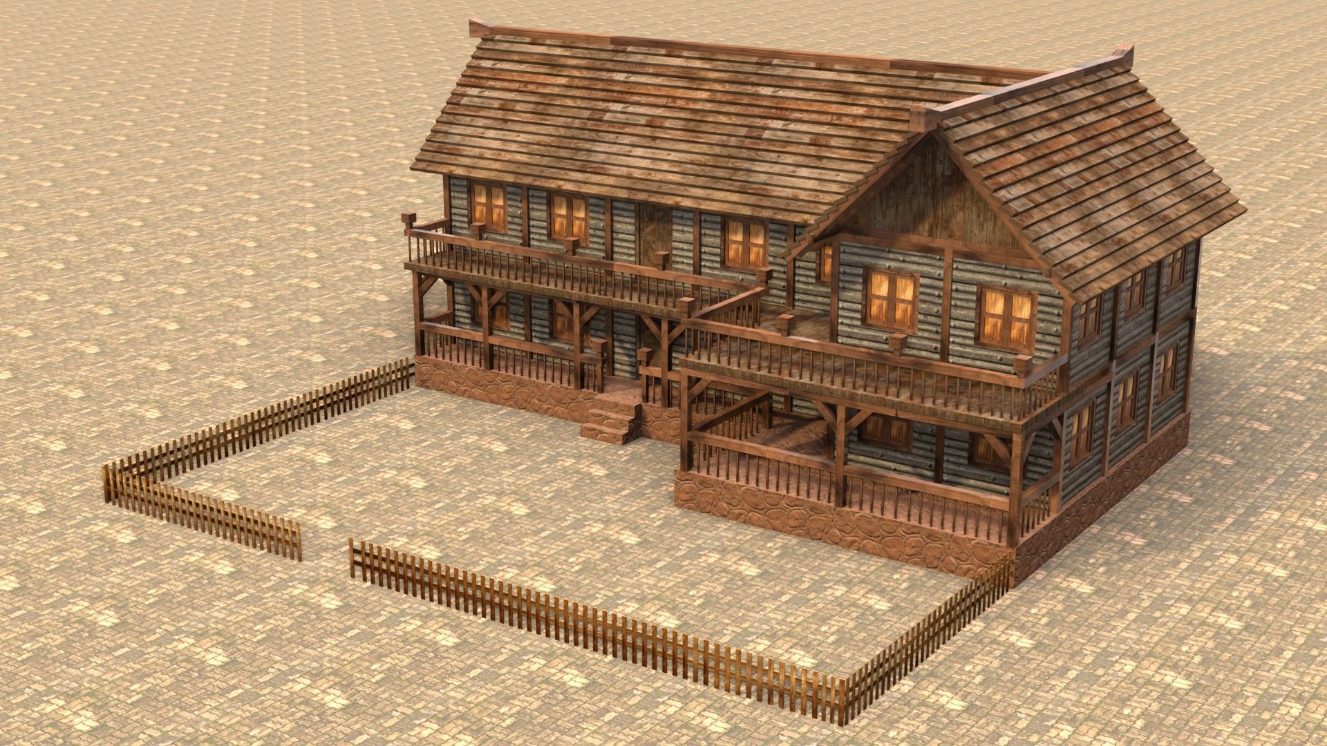 Low Poly Wooden Medieval Home 3D Model Low-poly 3D model_2