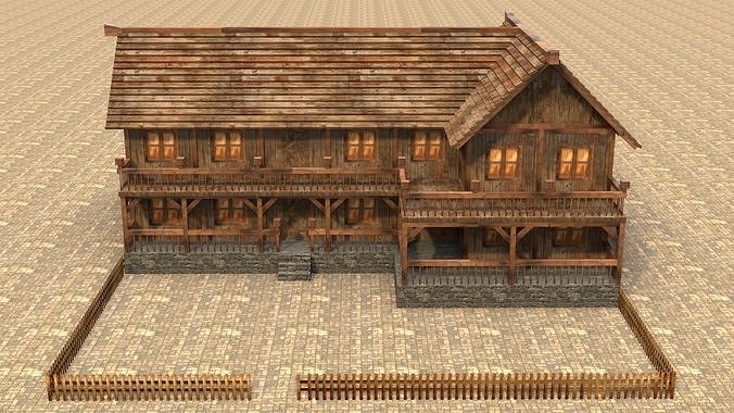 Low Poly Rustic Medieval Cabin 3D Model Low-poly 3D model 2
