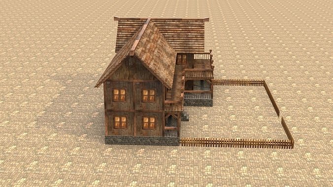 Low Poly Rustic Medieval Cabin 3D Model Low-poly 3D model 7