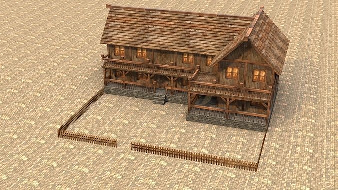 Low Poly Rustic Medieval Cabin 3D Model Low-poly 3D model 4