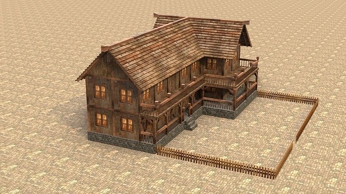 Low Poly Rustic Medieval Cabin 3D Model Low-poly 3D model 6