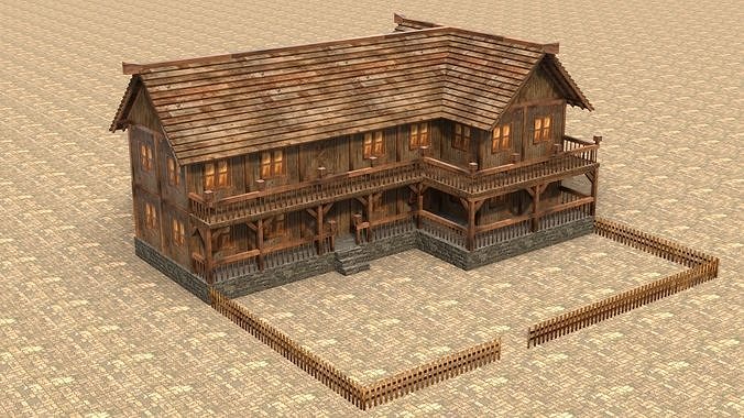 Low Poly Rustic Medieval Cabin 3D Model Low-poly 3D model 5