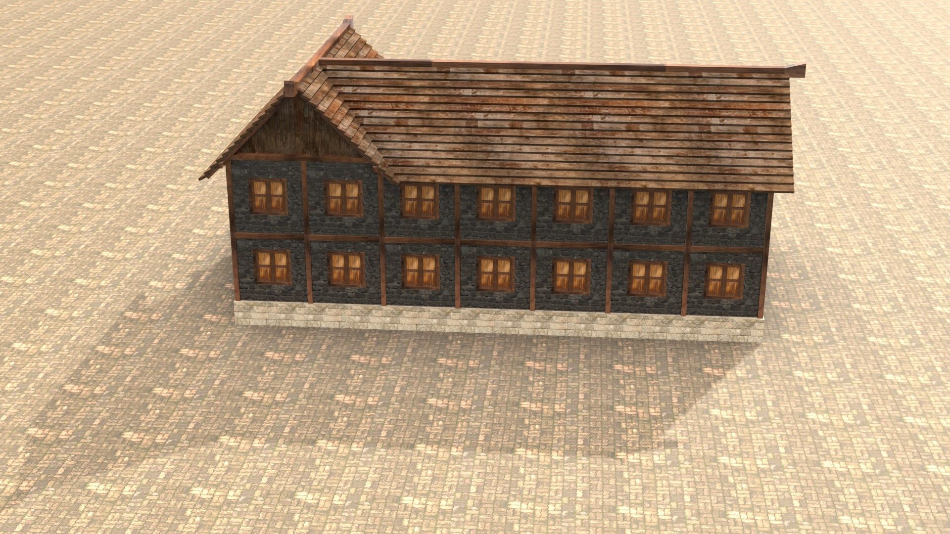 Low poly medieval village house Low-poly 3D model_15