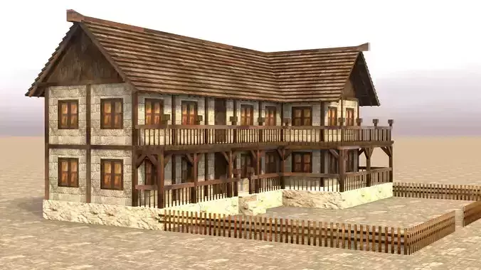 Low poly ancient village house Low-poly 3D model